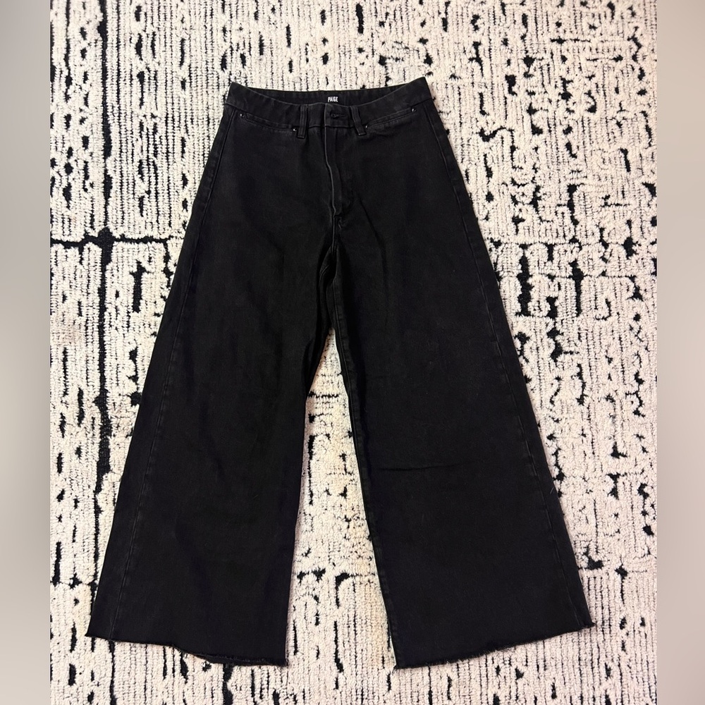 PAIGE Black Flare Wide-Leg Jeans